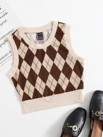 SHEIN Qutie Regata com padrão argyle
