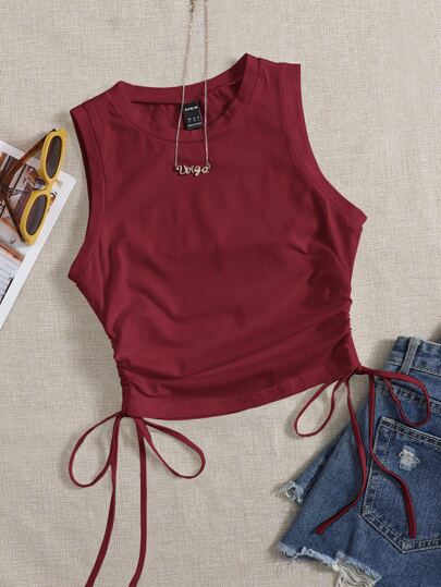 SHEIN EZwear Cordão Nó Tubo Simples ocasional Regata & Camisa