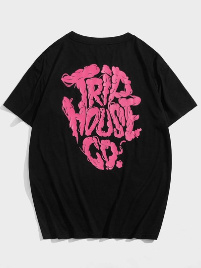 ROMWE Camiseta Masculina Oversized Com Gráfico De Letras