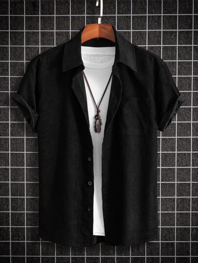 ROMWE Camisa Masculina Sólida