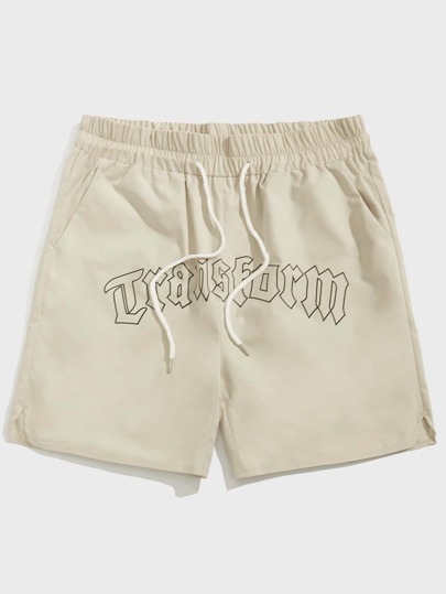 ROMWE Prep Homens Carta Gráfica Shorts Com Cordão