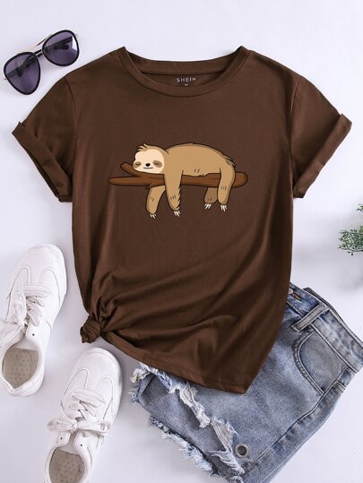 SHEIN Essnce Camiseta gráfico de desenho animado