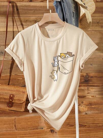 SHEIN LUNE Camiseta gráfico de desenho animado