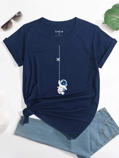 SHEIN Essnce Camiseta impressão de astronauta
