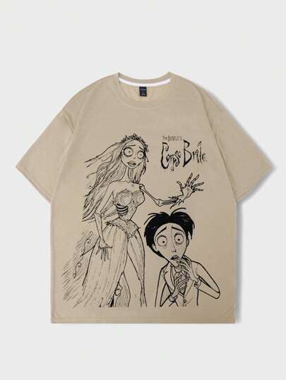 Corpse Bride | ROMWE Camiseta De Com Gráfico De Figura Masculina