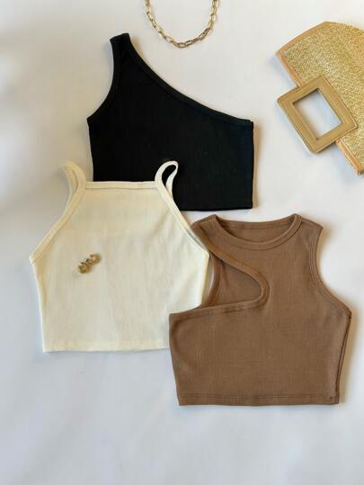 0.4 – Kit 3 de cropped feminino canelado blusa