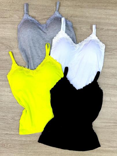 Espaço VY Kit 3 Blusas Regata Alcinha Com bojo Lisa Viscolycra Melhor Qualidade conforto