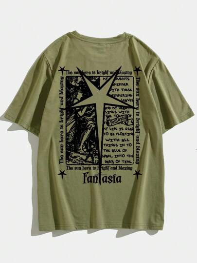 ROMWE Grunge Punk Camiseta Gráfica De Letras Para Homens