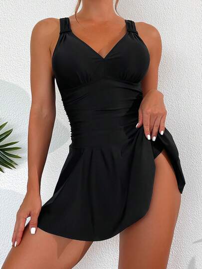 SHEIN Swim Chicsea Bainha Com Babado Tubo Fato De Banho De Uma Peça