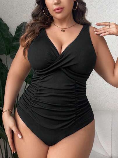 SHEIN Swim Classy Plus Tubo Fato De Banho De Uma Peça