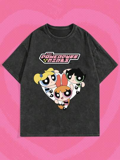 The Powerpuff Girls | ROMWE T-shirt Gráfica Masculina Com Desenho Animado E Letra
