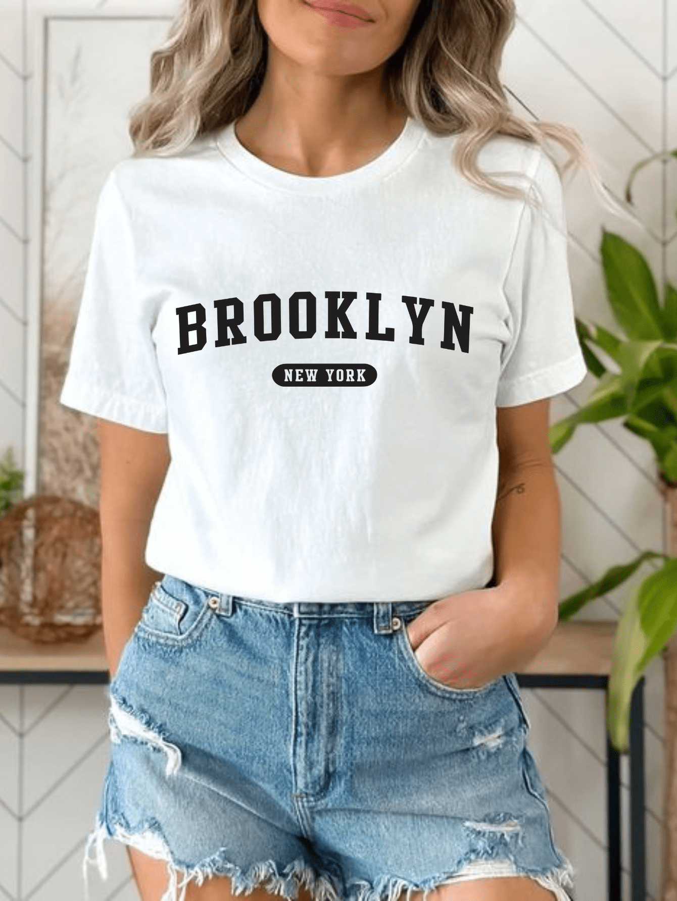 Camiseta Feminina T-shirt Básica em algodão estampa Brooklin tendência
