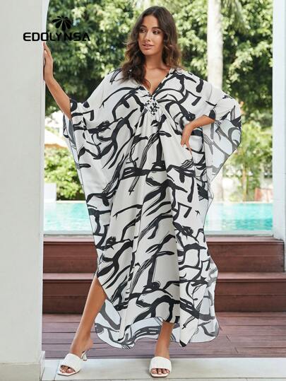 Vestido De Casinha Maternidade Com Decote De Manga Borboleta Kaftan Vestidos Tamanho Grande Vestido De Praia