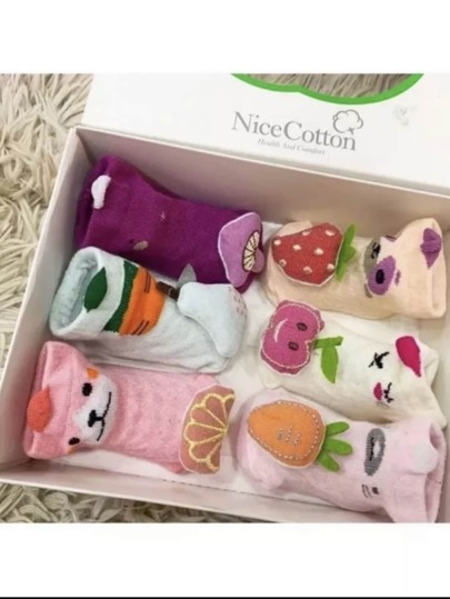 Kit 6 Pares Meias de bebê de algodão recém-nascido meias antiderrapantes Meninas