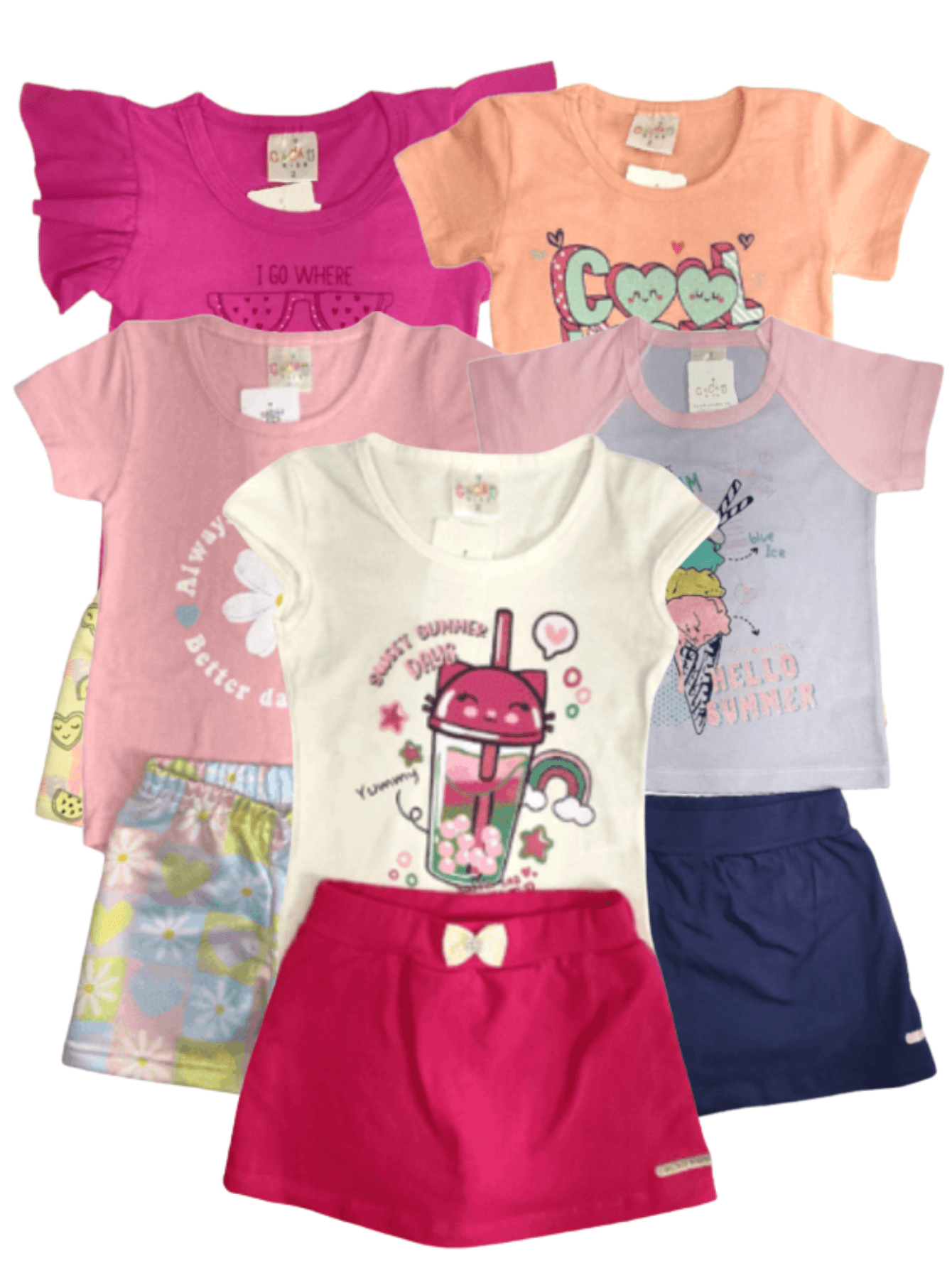 Lote Sortido 10 Peças de Roupas Infantil MENINA= 5 Conjuntos Infantil MENINA
