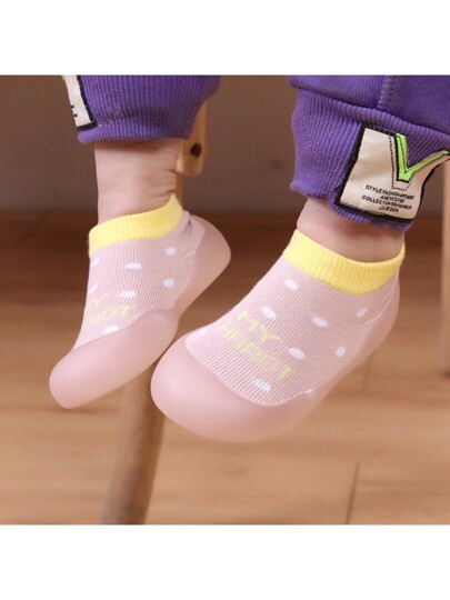 1 Par De Meias Pantufas Para Bebês Com Fundo Macio Para Aprender A Andar No Outono E Inverno, Antiderrapantes E Respiráveis Para Uso Interno