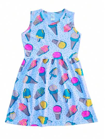 Vestido para meninas infantil juvenil gode rodado evasê sorvete