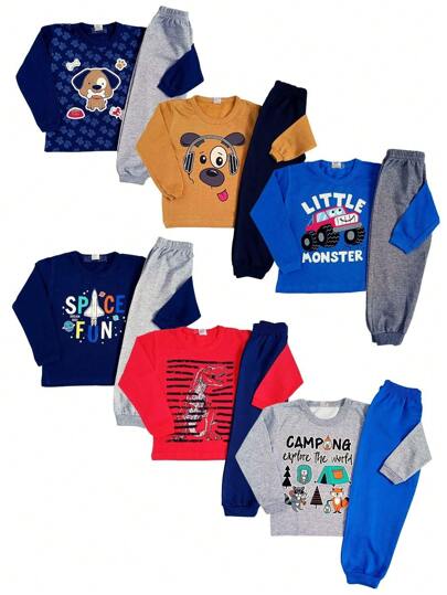 Kit 4 Peças Moletom Infantil Menino Inverno 2 Blusas + 2 Calças Conjunto Criança Masculino Pronta Entrega
