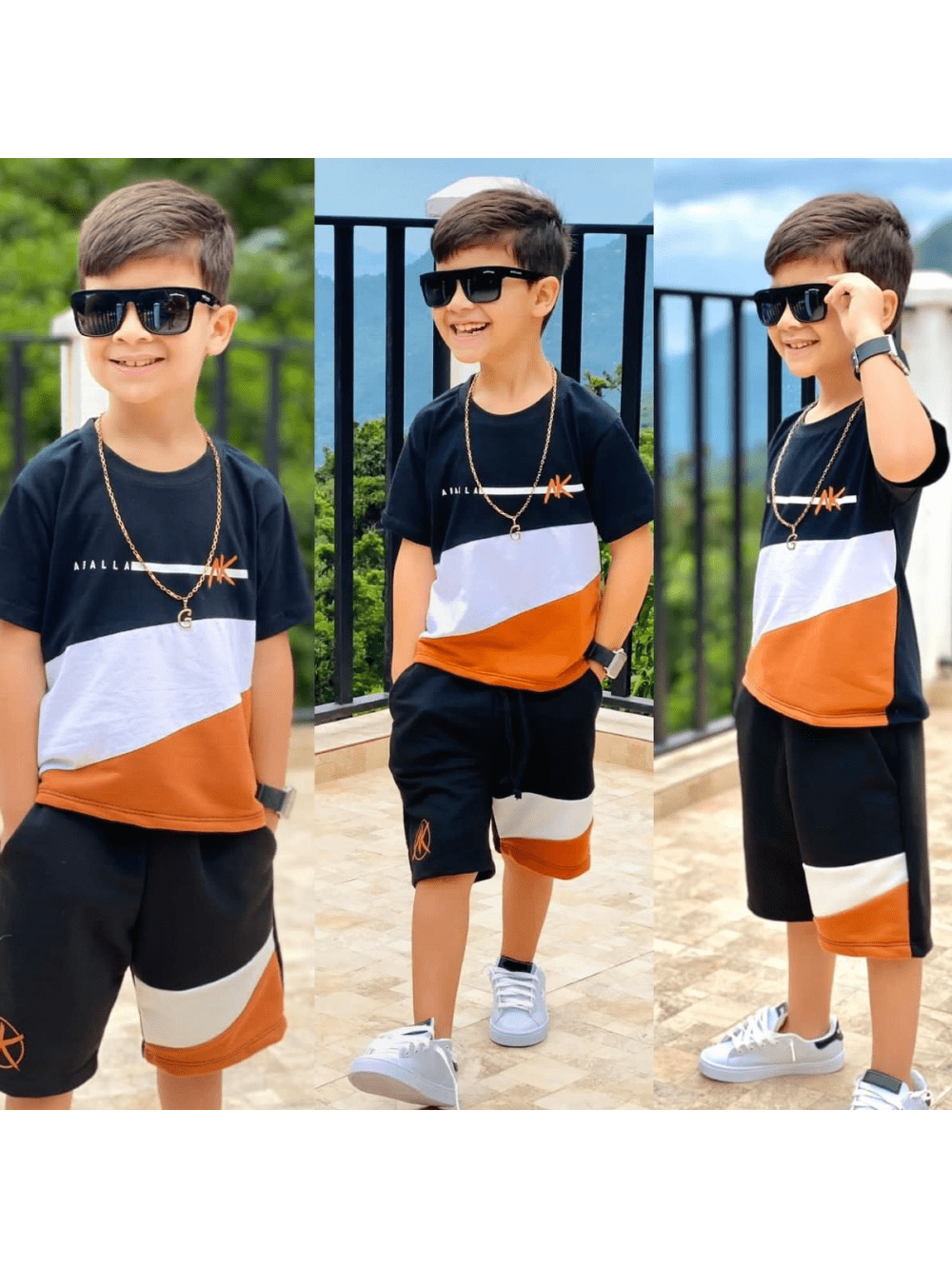 Conjunto Infantil Masculino Camiseta e Bermuda Juvenil Moda Verão