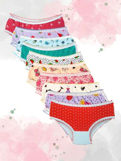 Kit 10 Calcinhas Infantil Básica Menina Algodão