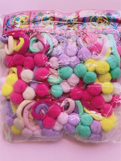 Pom pom saltitante, pom pom, pom pom para cabelo com enfeites 48 peças