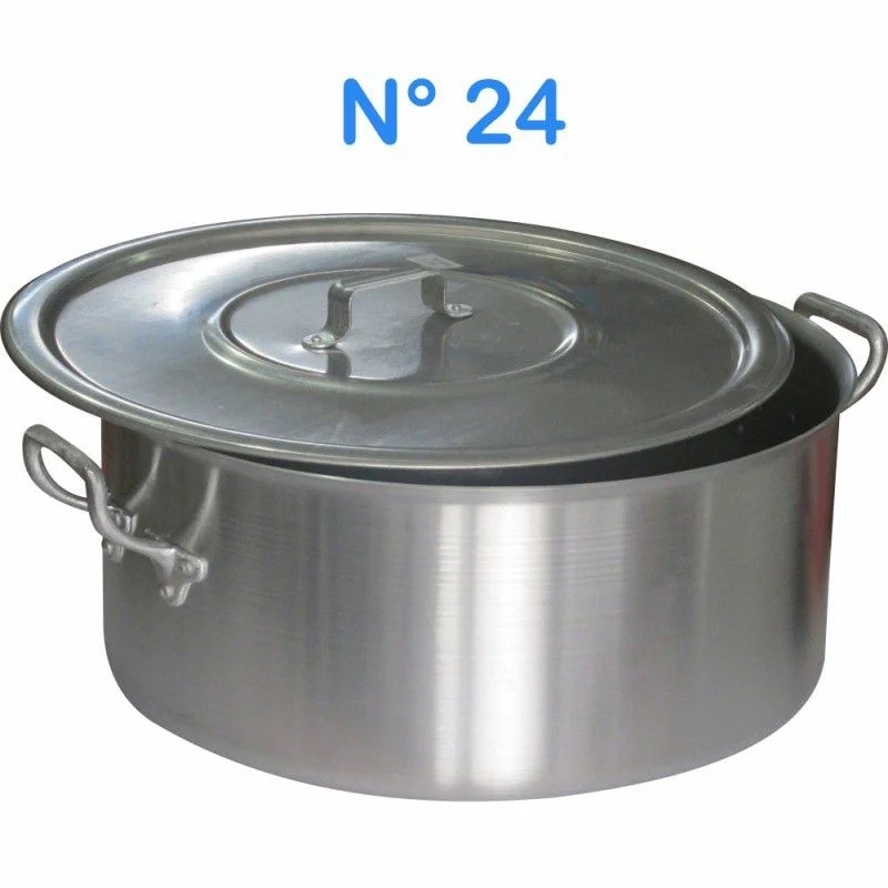 Caçarola de Alumínio N° 24 Linha Hotel 5 Litros Profissional para Preparo de Refeições Arroz Massas Macarrão Restaurantes Fervuras Panela