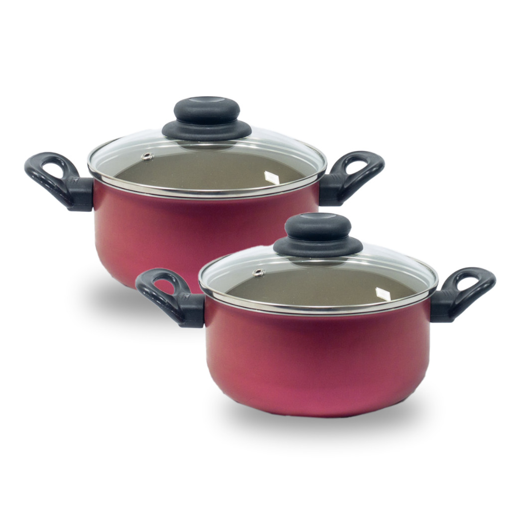 Conjunto de 2 panelas caçarolas Teflon antiaderente 16 e 18
