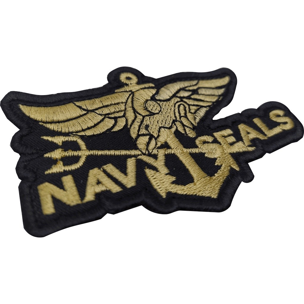 Patch Navy Seals Preto e Dourado Bordado C/Velcro – Ponto militar
