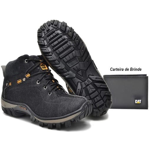Bota coturno CAT adventro jeans preto