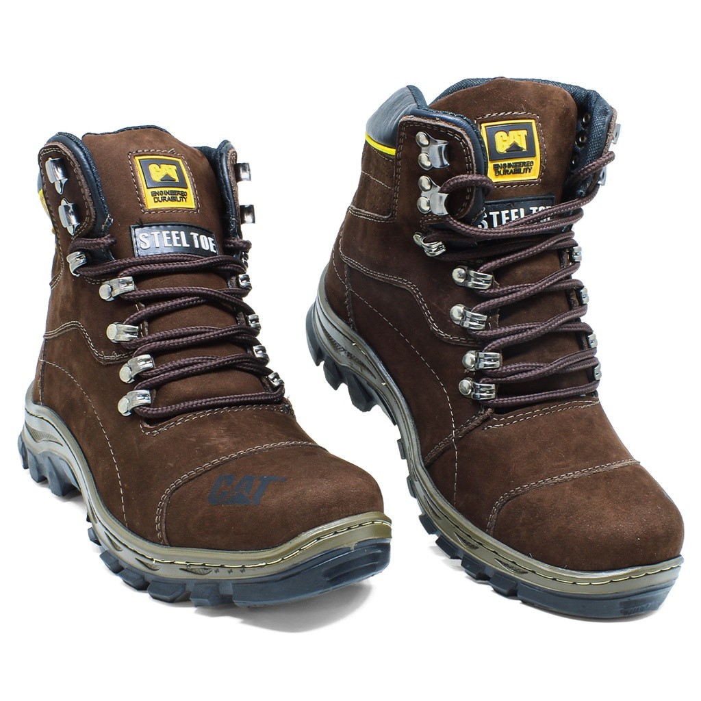Bota Coturno Caterpilla Marron Cano Alto couro legítimo
