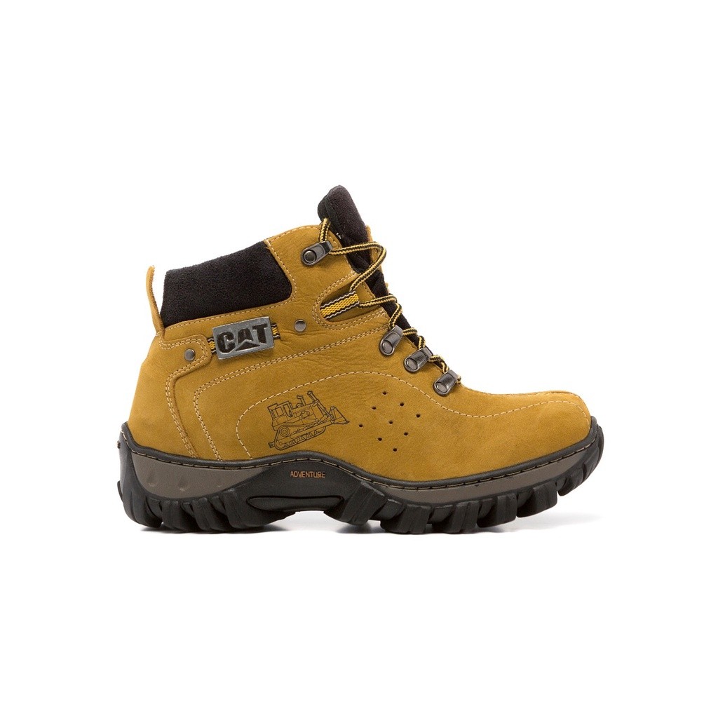 Bota Coturno CAT Adventro Cano Baixo Caramelo couro legitimo