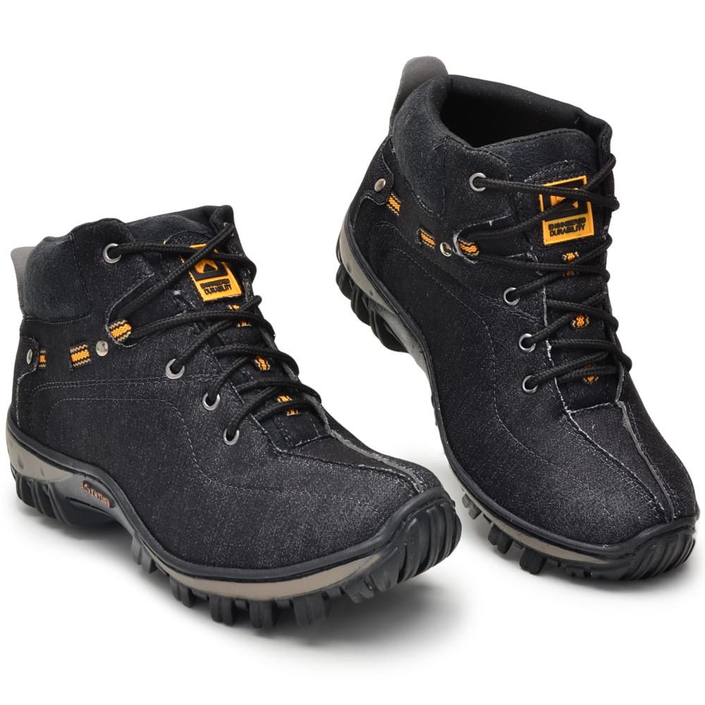 Bota Coturno CAT Adventro Casual de jeans Preto