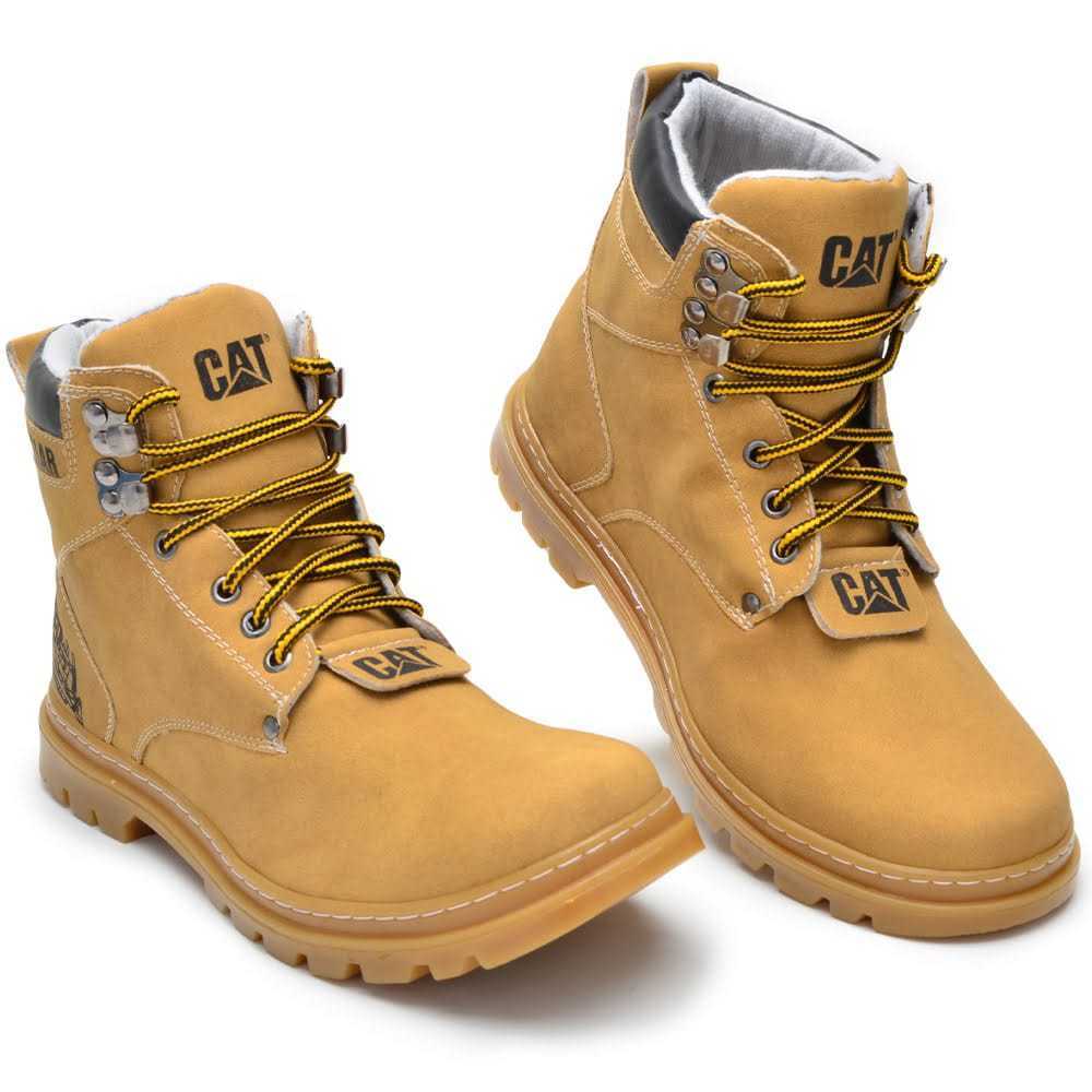 Bota Coturno CAT Caterpilla Casual Bege Couro Ecológico 10