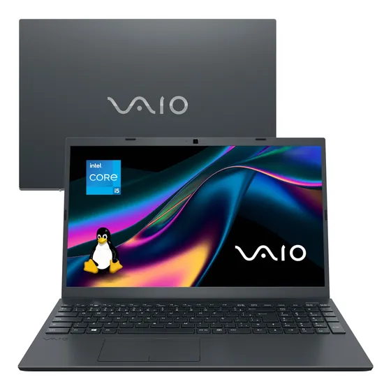 Notebook VAIO FE15 Intel Core i5 11th, 16GB 512GB SSD, Tela 15,6” Full HD Antirreflexo, Linux – Cinza Grafite, VJFE55F11XB0611H