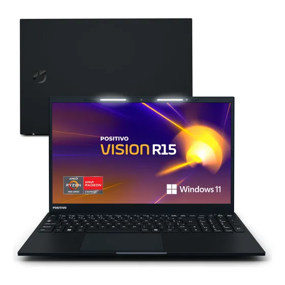 Notebook Positivo Vision R15 Lumina Bar, Amd Ryzen 5 16gb 512gb, Tela 15 Polegadas Full Hd Antirreflexo, Windows 11 Home Tecla Copilot – Preto