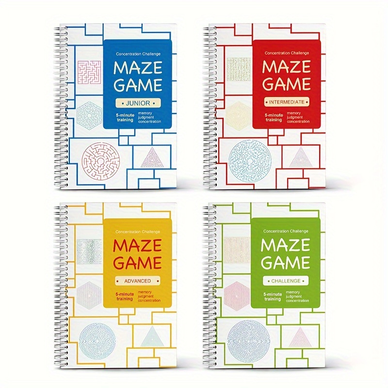 1peça Livro de Atividades Maze Game para Jovens – 4 Níveis de Dificuldade, Livro de Quebra-Cabeça Interativo para Foco e Habilidades de Resolução de Problemas, Presente Educativo Divertido para Jovens e Jovens, Livros de Quebra-Cabeça para Jovens, Desenvolvimento de Concentração, Ilustrações Divertidas, Níveis de Desafio Variados