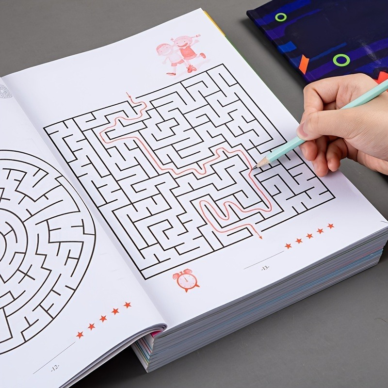 1pc Livro de Desafio do Labirinto – 192 padrões únicos, jogo para melhoria cognitiva, excelente escolha para desenvolvimento intelectual, adequado para ocasiões especiais como Halloween e Natal