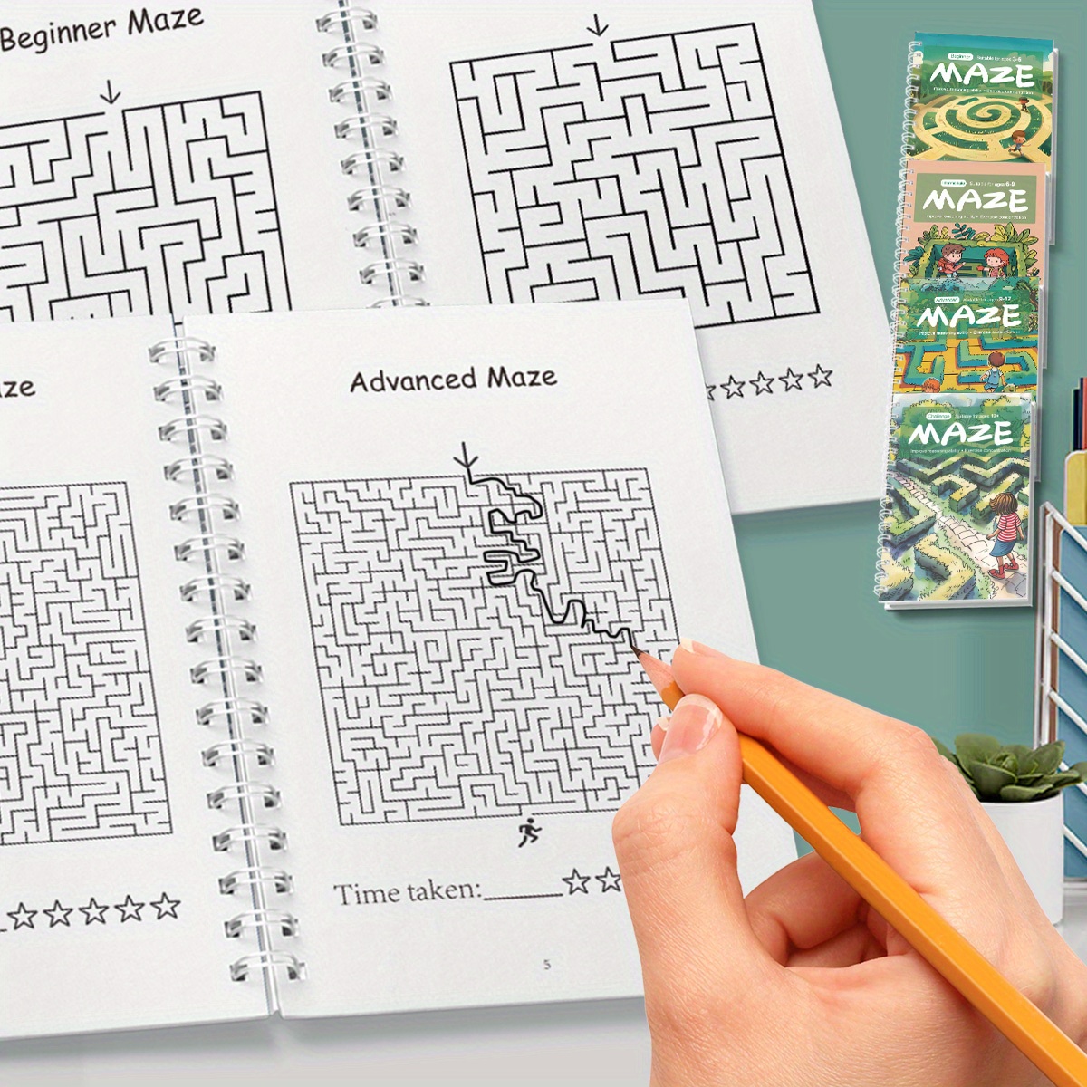 Caminhos Inteligentes: Labirintos Divertidos que Desenvolvem Pensamento Crítico – Jogos Educativos Interativos para Idades 12 e Acima, Livro de Atividades em Papel Azul com Design de Labirinto Realista, Ligação Espiral para Adultos e Adolescentes, Livro de Atividades Educativas, Livro de Atividades Engraçado, Ligação Espiral Durável